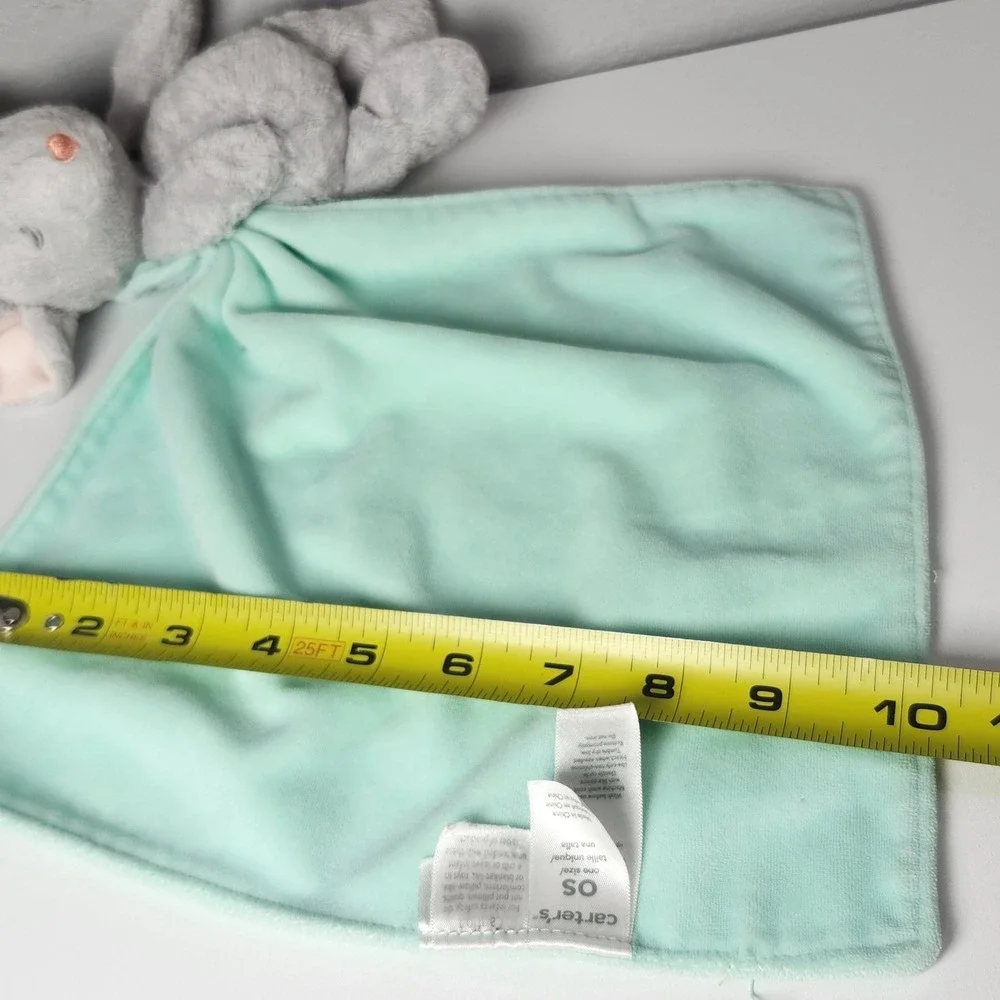 Carters Gray Mouse Green Security Blanket Rattle Lovey Heart Nose Plush